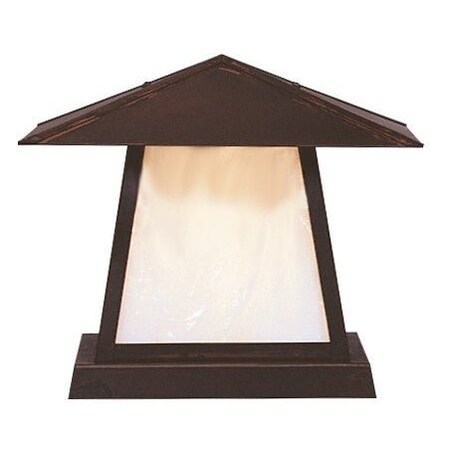 Arroyo Craftsman 12" Carmel Column Mount With Hillcrest Overlay, Bronze, Off White Glass CC-12HOF-BZ